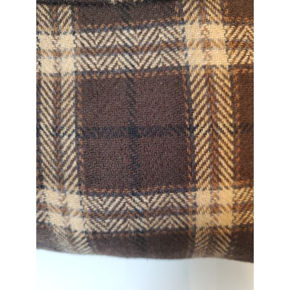VTG Y2K Briggs Petites Womens Brown Plaid Midi Skirt Lined Wool Blend SZ 12P - Picture 10 of 11